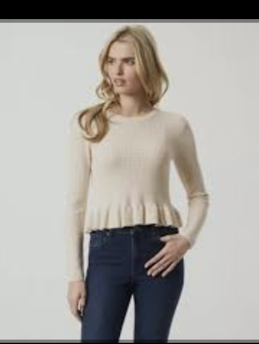 Jessica Simpson Neutral Cream Ribbed Sweater Top NWT